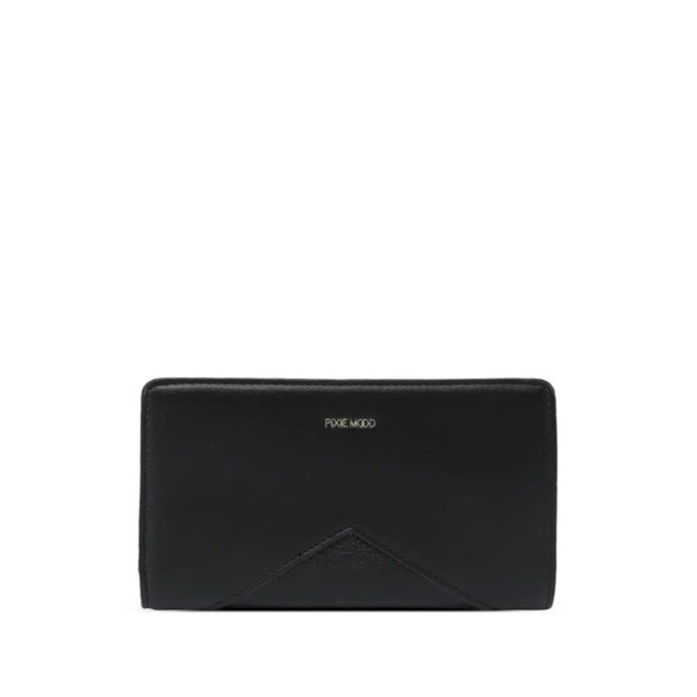 PIXIE MOOD Black Sophie RFID‎ Recycled Vegan Leather Wallet Snap Closure